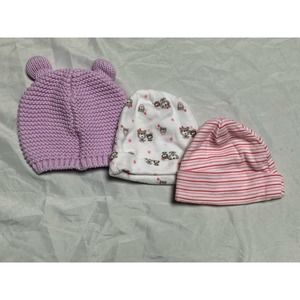 0-6 Months Old Newborn Baby Cap Lot of 3